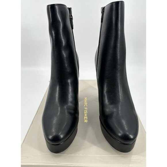 MARC FISHER Rublia 2 Womens Black Platform Bootie Heel Faux Leather Boots 9.5 M - Picture 2 of 10